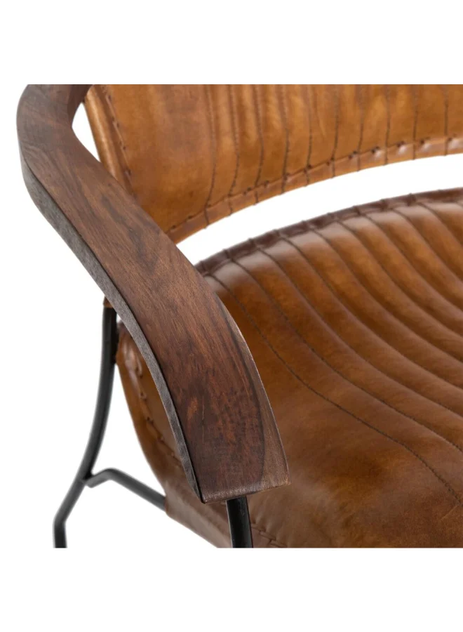 Atmosphera Hoper Elegant Design Leather Armchair Brown and Black 73 x 71 x 65 cm 166623